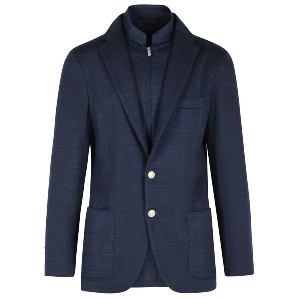 Eleventy Dark Blue Cotton Blend Blazer Men